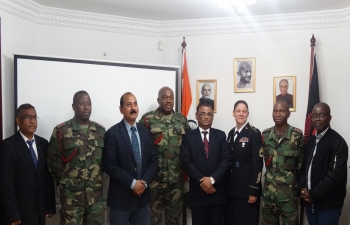 The High Commission of India, Lilongwe hosted the three Malawi Defence Officers  Major Chikondi Chalira, Captain Overton Gondwe and Captain Kissa Kadaluka nominated by the Republic of Malawi to attend a three week Training Programme being organized by the Centre for United Nations Peacekeeping (CUNPK) Course for African Partners on July 13, 2017.   The training is to be held in New Delhi from 17 July to 04 August, 2017.  The  programme is being organised in coordination with the United States Global Peace Operation Peace Initiative (GPOI). Mr. Kalezi Zimba, Military Programms Manager and Ms. Katrina Washington, OSC Operations   represented the United States Embassy in Lilongwe as the programme is being organised in coordination with the United States Government in India.
